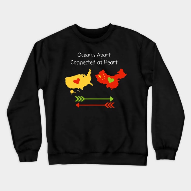 ESL Teacher Shirt Oceans Apart Connected at Heart Crewneck Sweatshirt by Haley Tokey